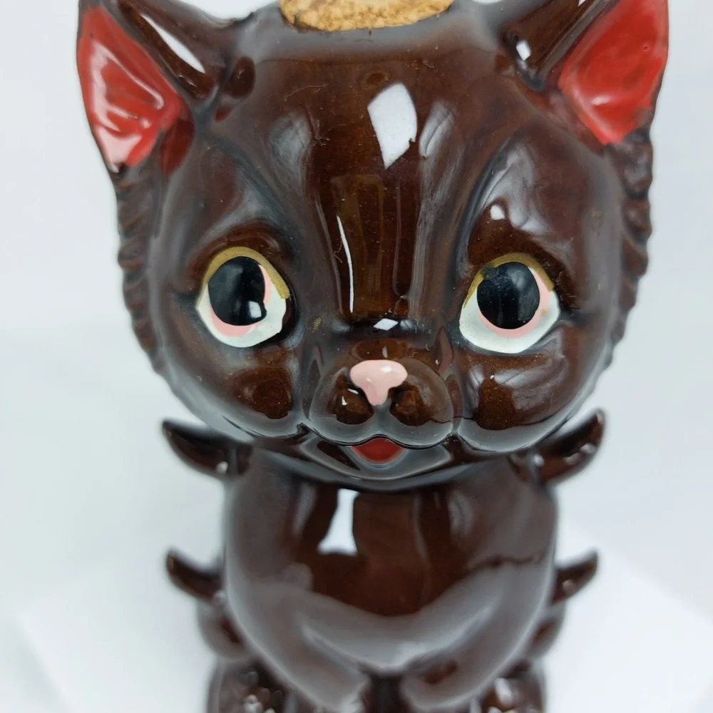Vintage Dad's Private Stuff‎ Cat Redware Decanter Japan *READ